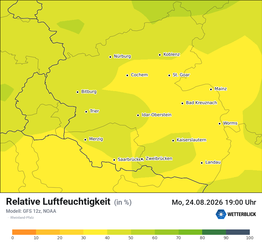 Modellkarte GFS – relhum – rp
