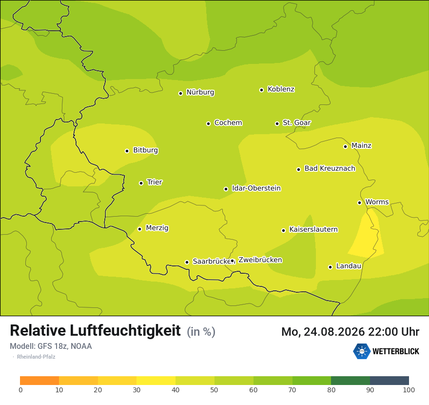 Modellkarte GFS – relhum – rp