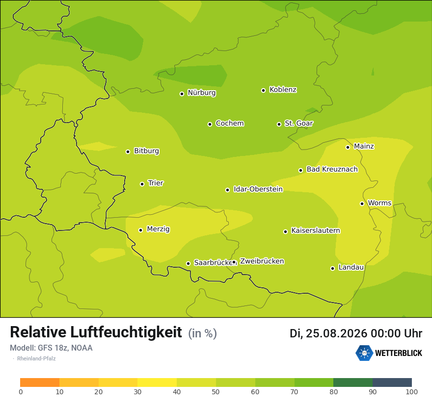 Modellkarte GFS – relhum – rp