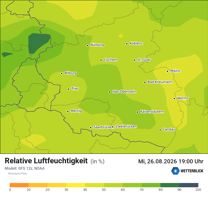 Modellkarte GFS – relhum – rp