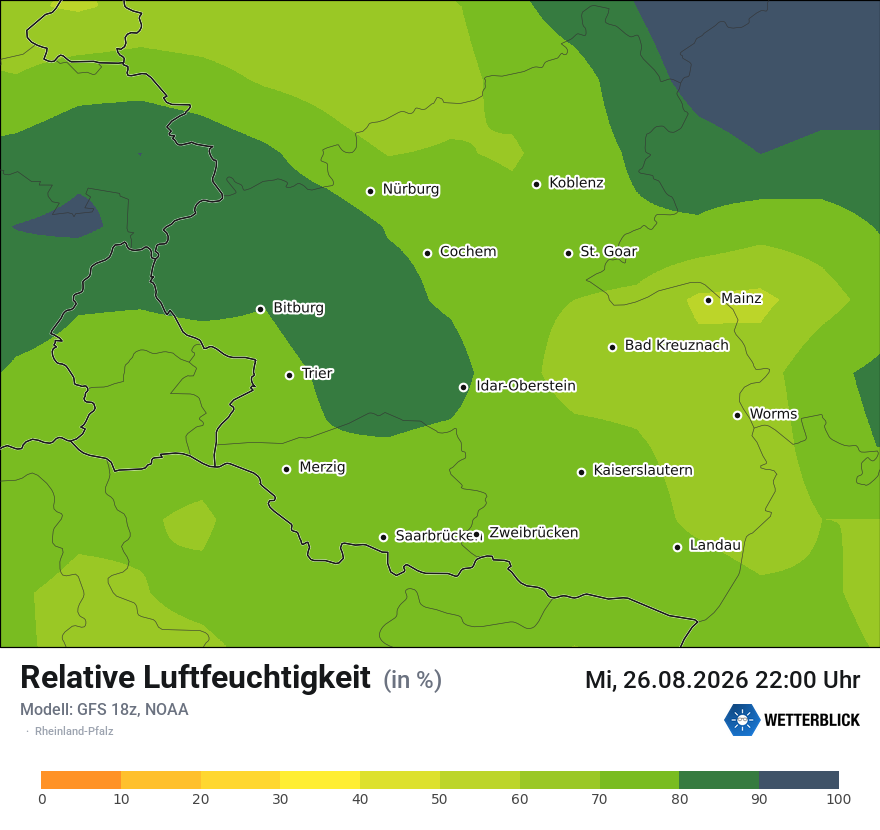 Modellkarte GFS – relhum – rp