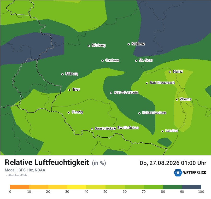Modellkarte GFS – relhum – rp