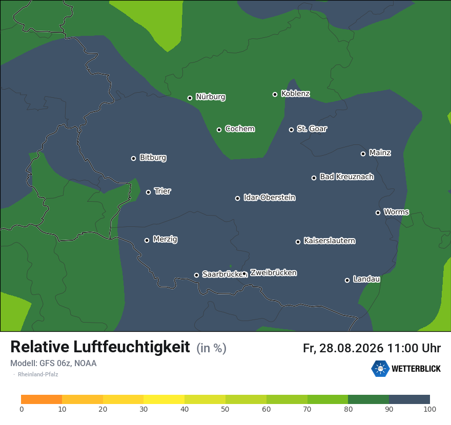 Modellkarte GFS – relhum – rp