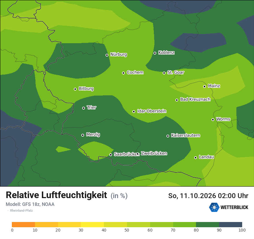 Modellkarte GFS – relhum – rp