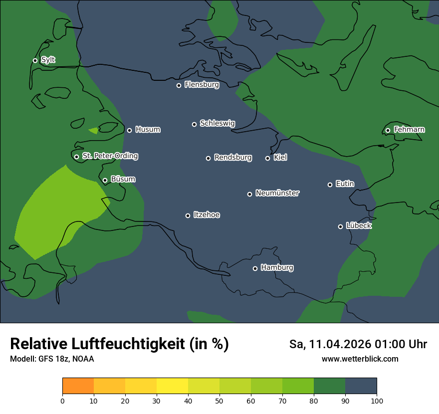 Modellkarte GFS – relhum – sh