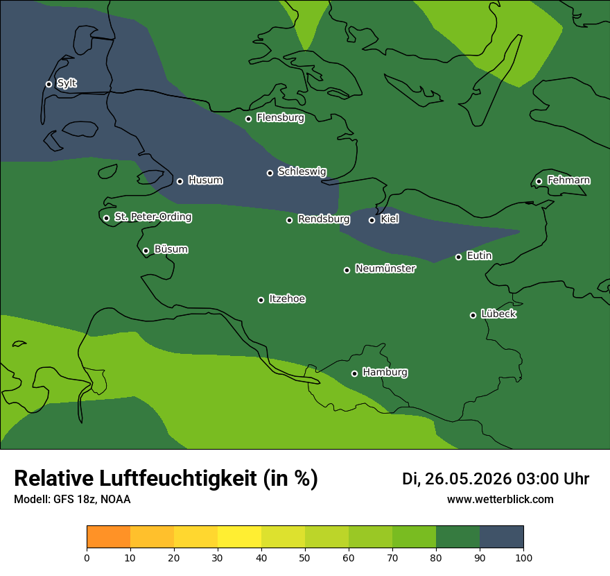 Modellkarte GFS – relhum – sh