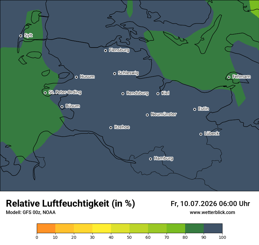 Modellkarte GFS – relhum – sh