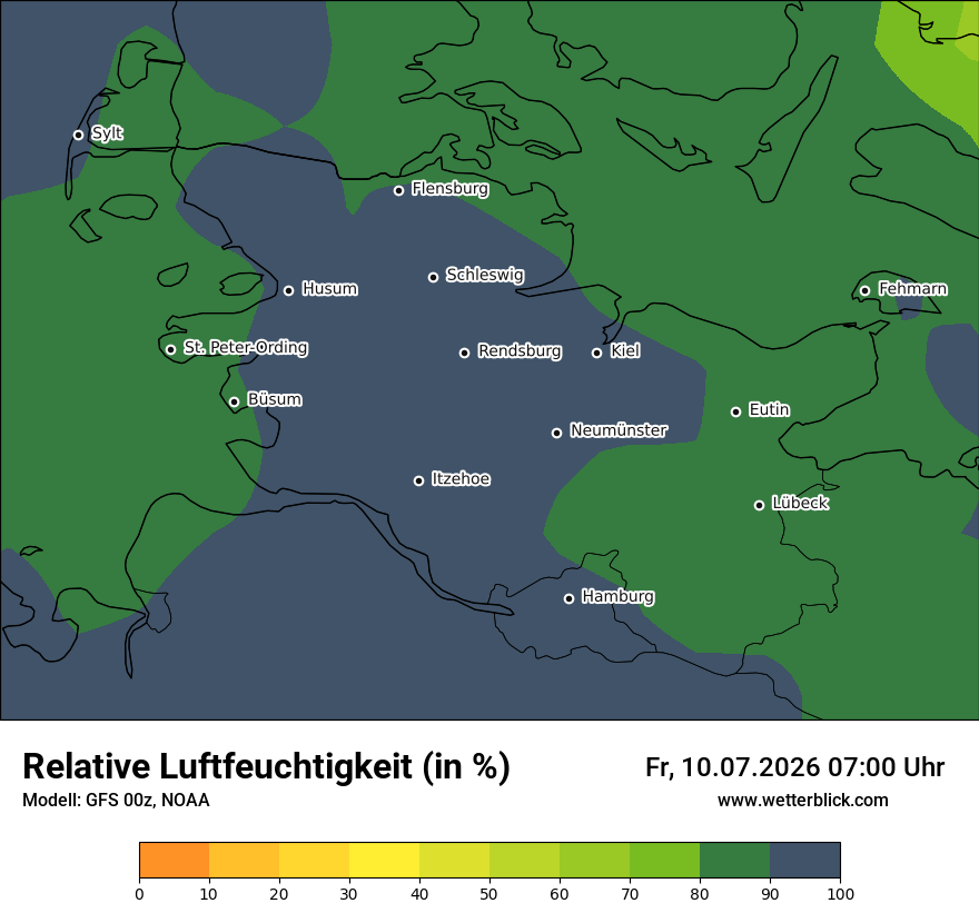 Modellkarte GFS – relhum – sh
