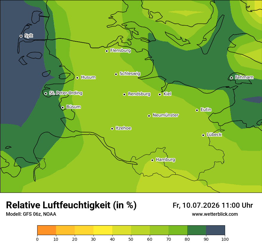 Modellkarte GFS – relhum – sh