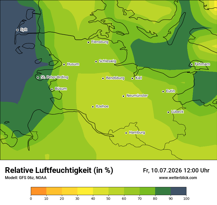 Modellkarte GFS – relhum – sh