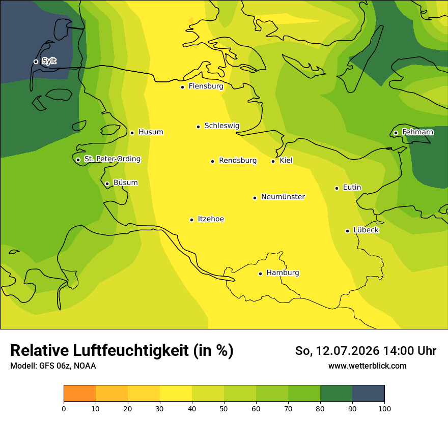 Modellkarte GFS – relhum – sh