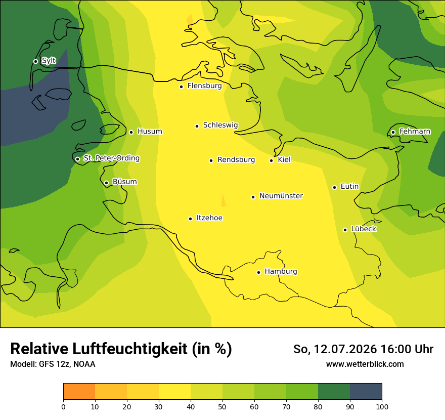 Modellkarte GFS – relhum – sh