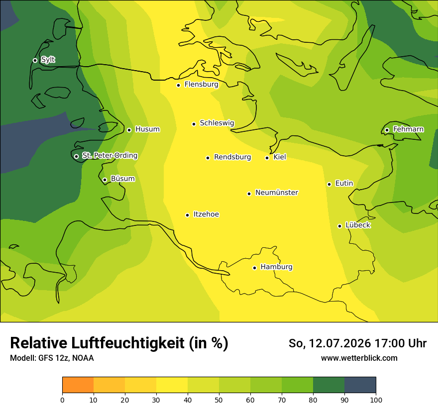 Modellkarte GFS – relhum – sh