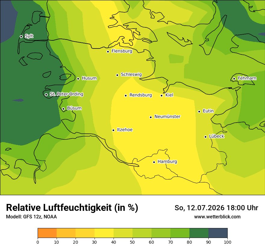 Modellkarte GFS – relhum – sh