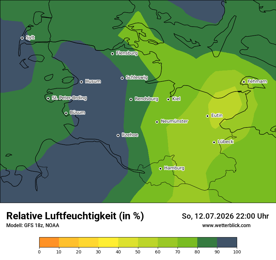 Modellkarte GFS – relhum – sh
