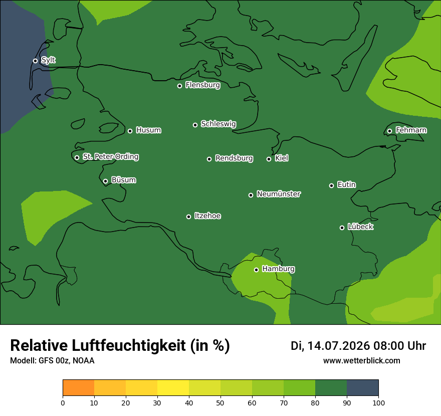 Modellkarte GFS – relhum – sh