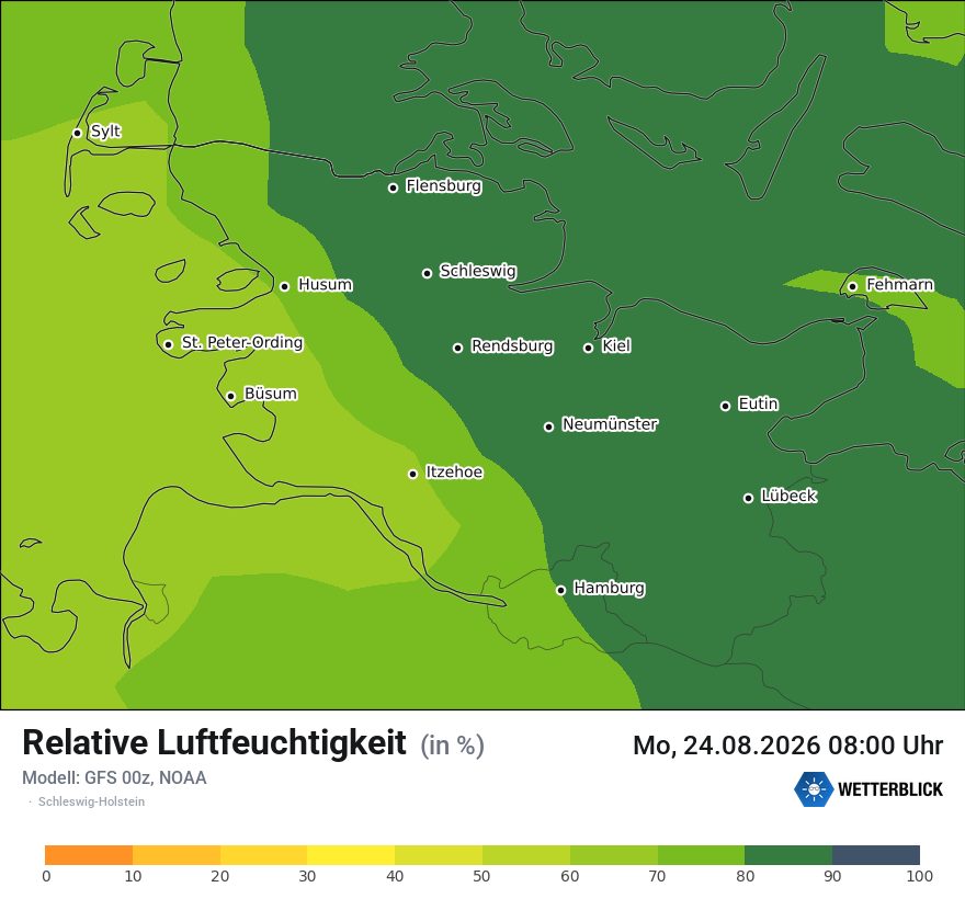 Modellkarte GFS – relhum – sh