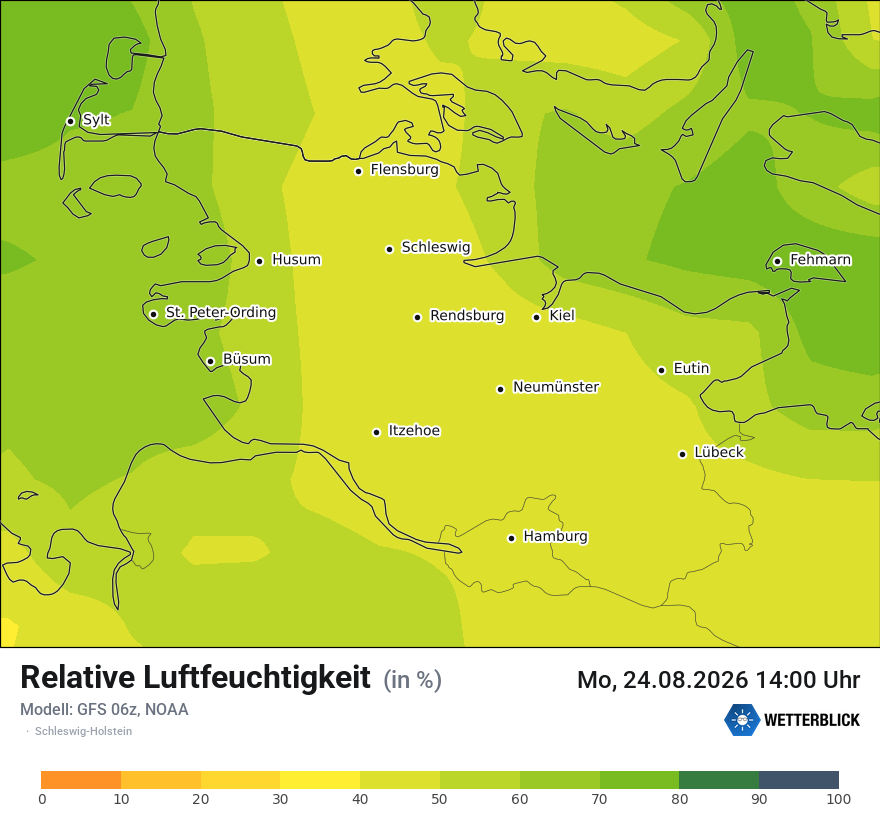 Modellkarte GFS – relhum – sh