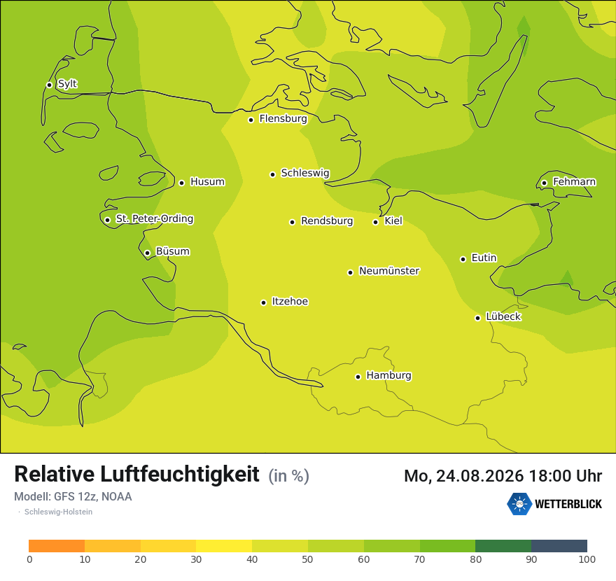 Modellkarte GFS – relhum – sh