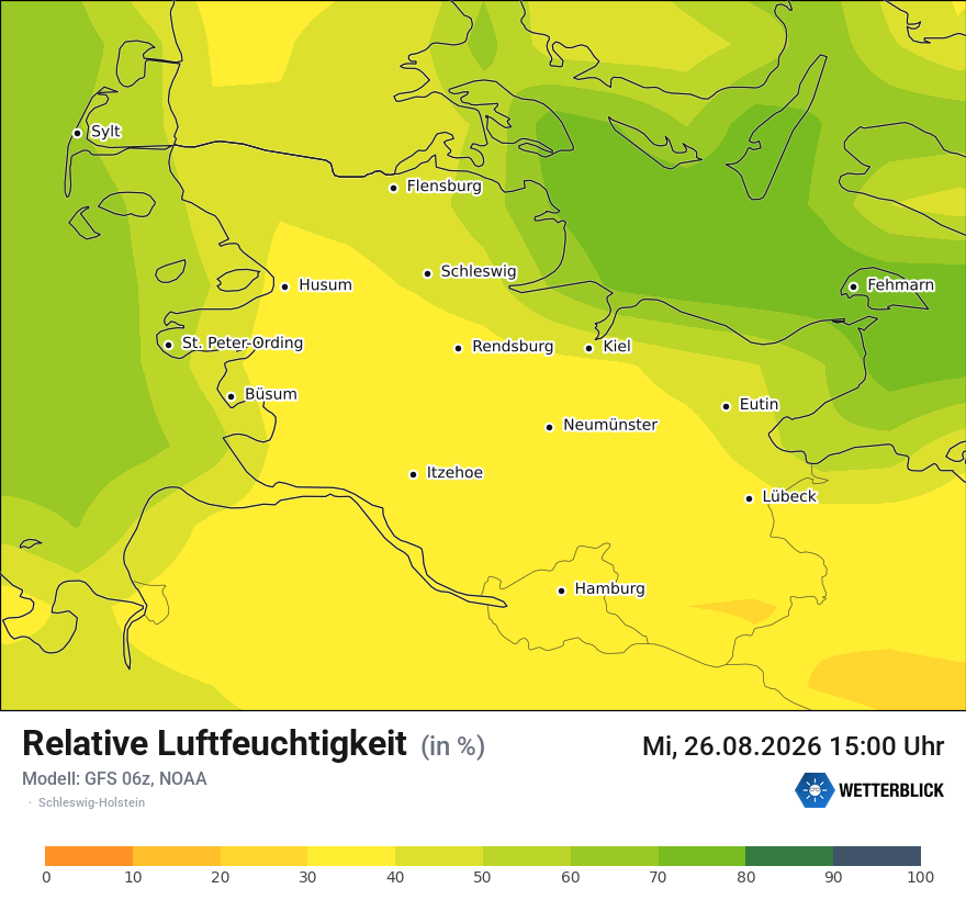Modellkarte GFS – relhum – sh
