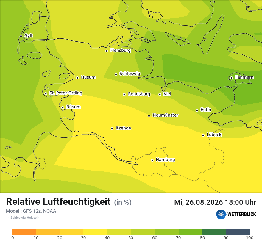 Modellkarte GFS – relhum – sh