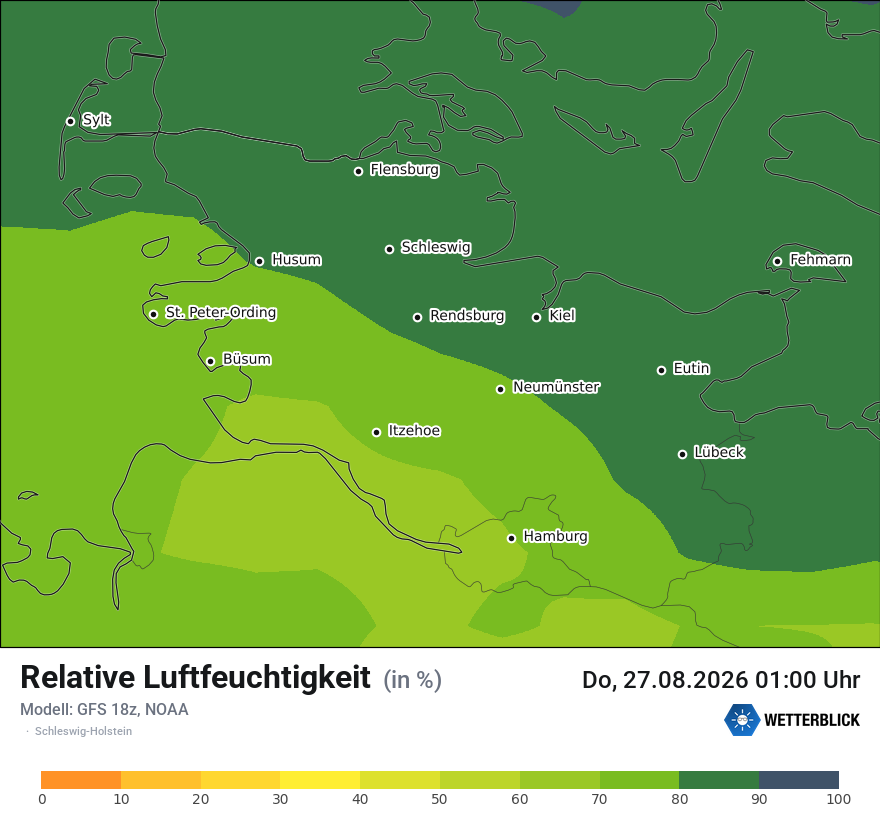 Modellkarte GFS – relhum – sh