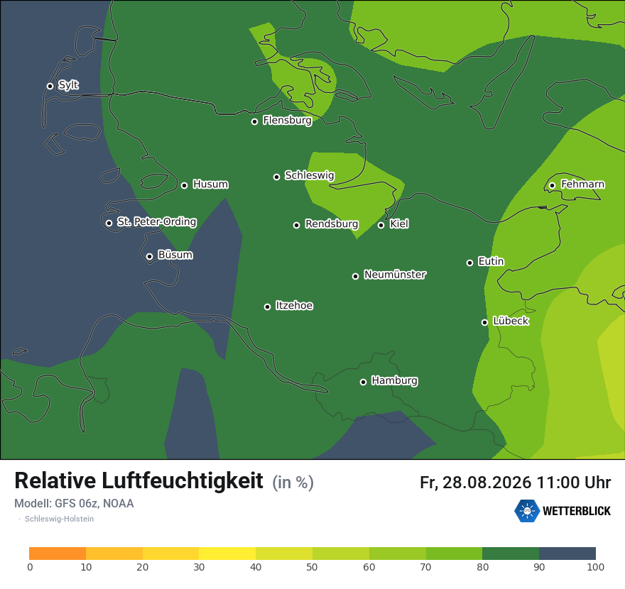 Modellkarte GFS – relhum – sh