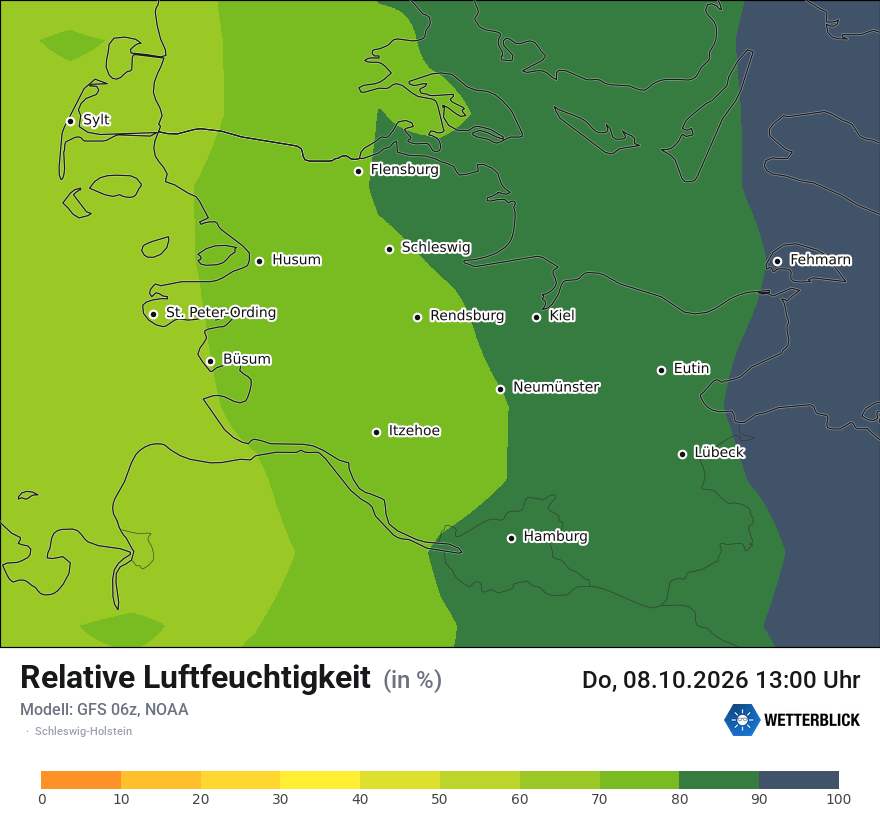Modellkarte GFS – relhum – sh