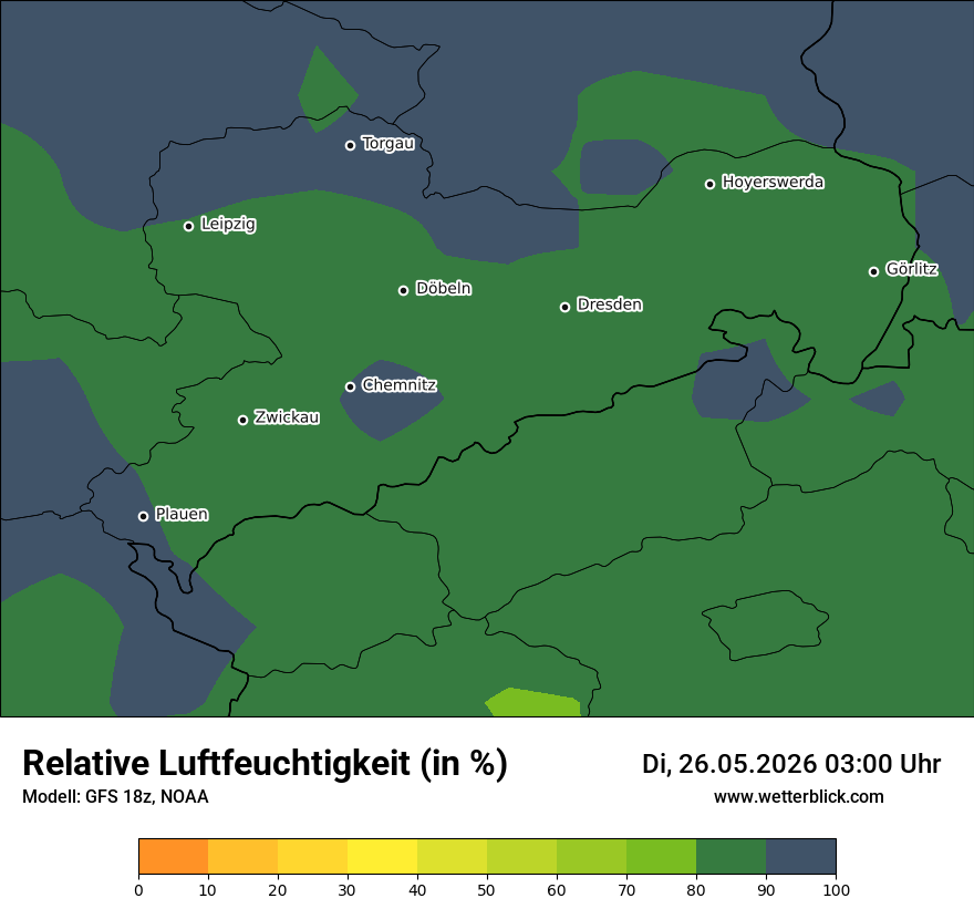 Modellkarte GFS – relhum – sn
