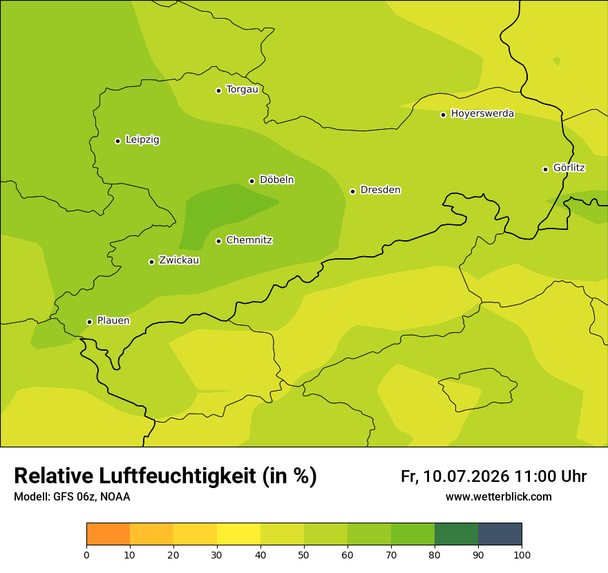 Modellkarte GFS – relhum – sn