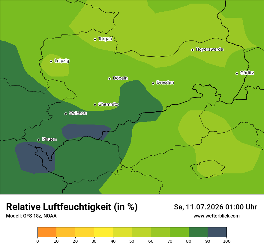 Modellkarte GFS – relhum – sn