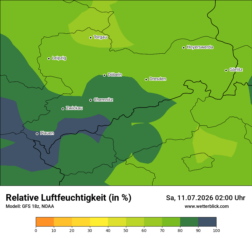 Modellkarte GFS – relhum – sn