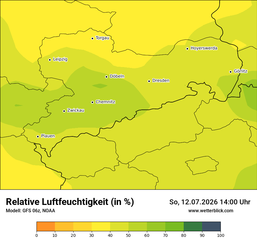 Modellkarte GFS – relhum – sn