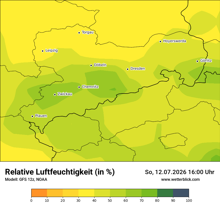 Modellkarte GFS – relhum – sn
