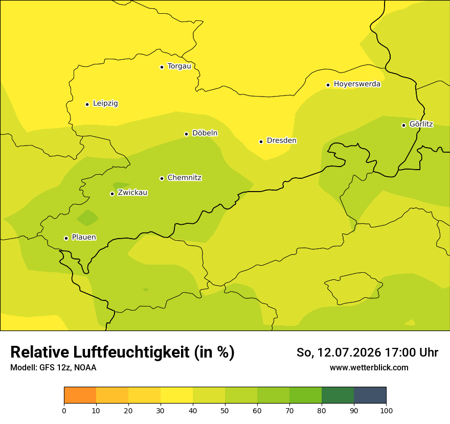 Modellkarte GFS – relhum – sn