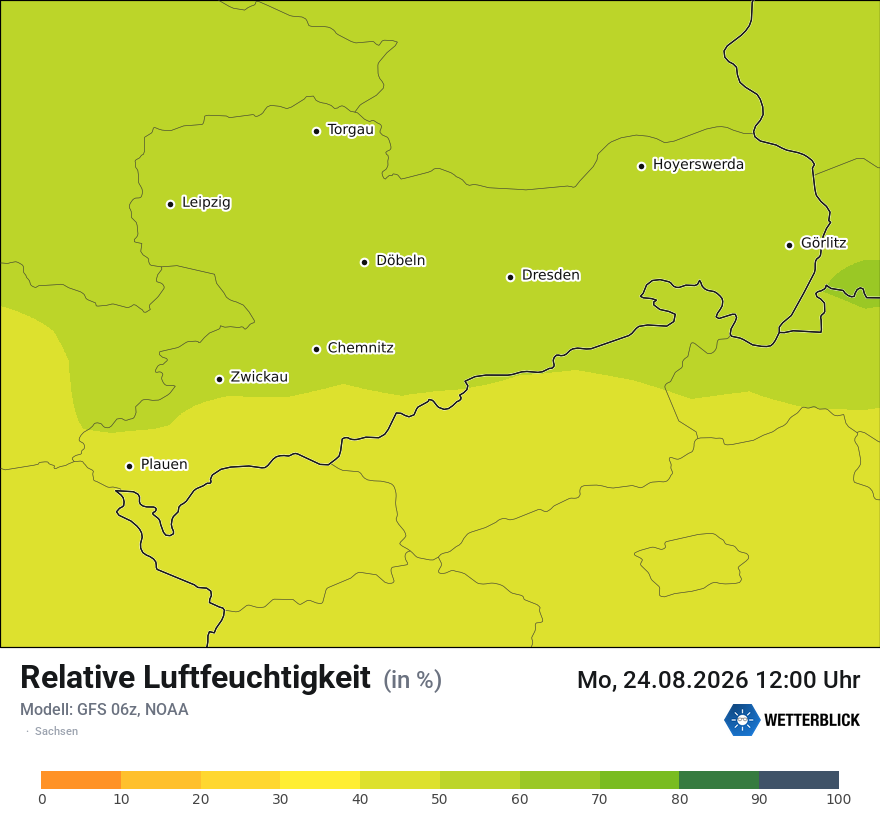 Modellkarte GFS – relhum – sn