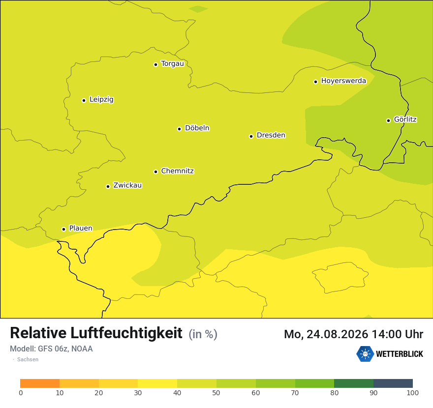 Modellkarte GFS – relhum – sn