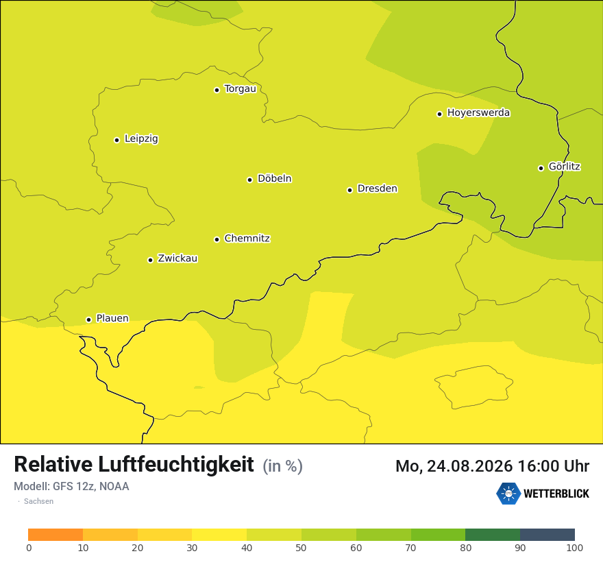 Modellkarte GFS – relhum – sn