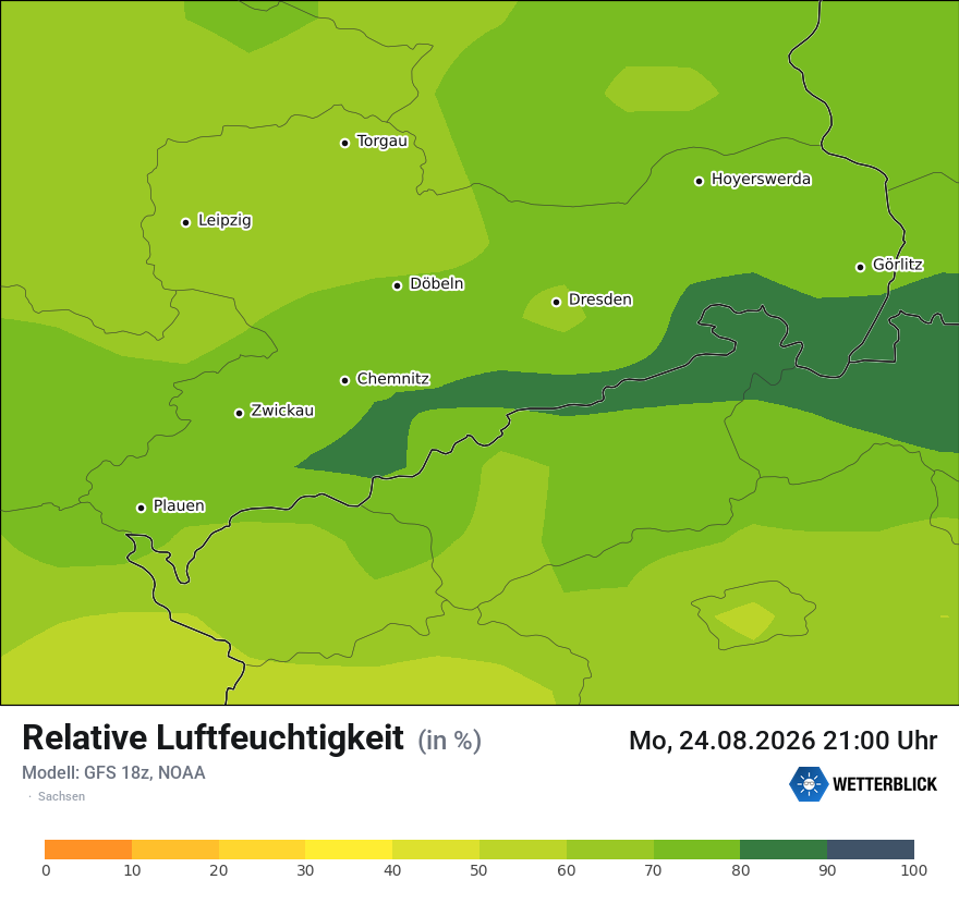 Modellkarte GFS – relhum – sn