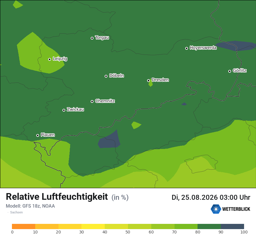 Modellkarte GFS – relhum – sn