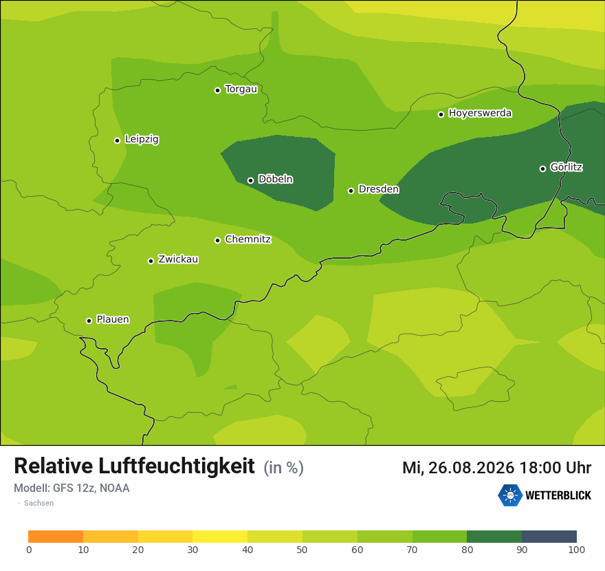 Modellkarte GFS – relhum – sn