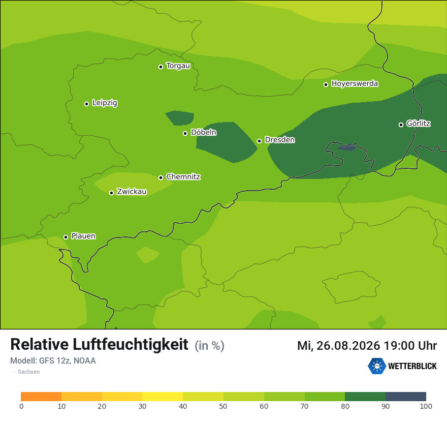 Modellkarte GFS – relhum – sn