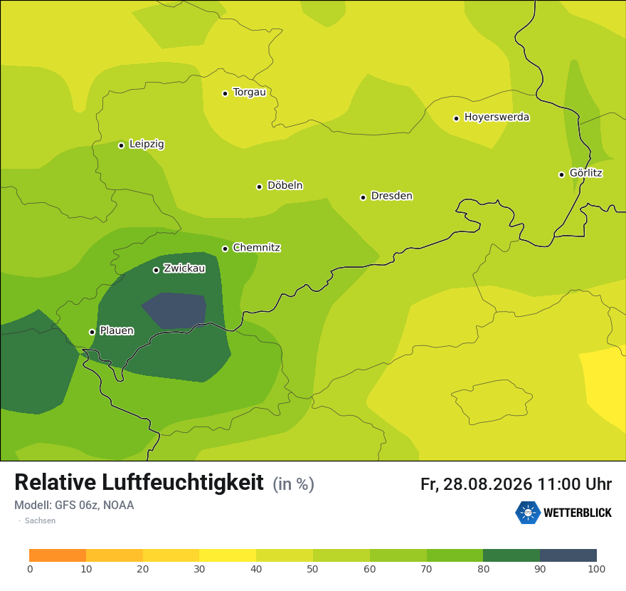 Modellkarte GFS – relhum – sn