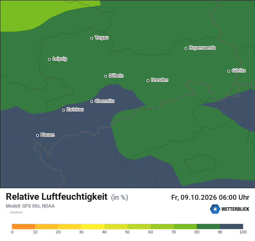Modellkarte GFS – relhum – sn
