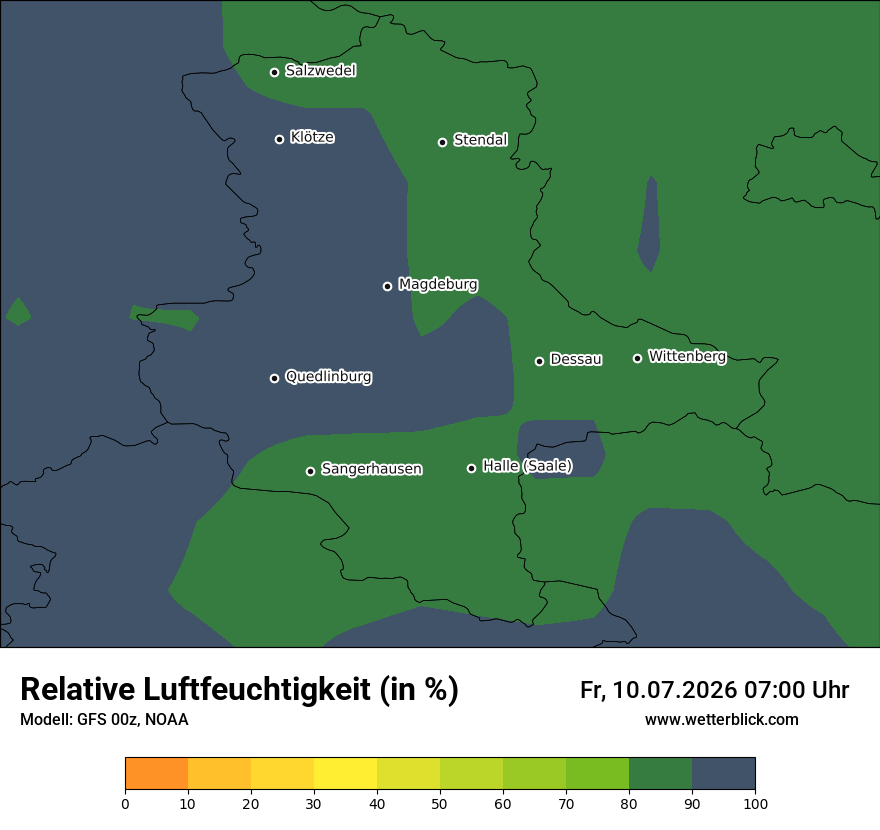 Modellkarte GFS – relhum – st