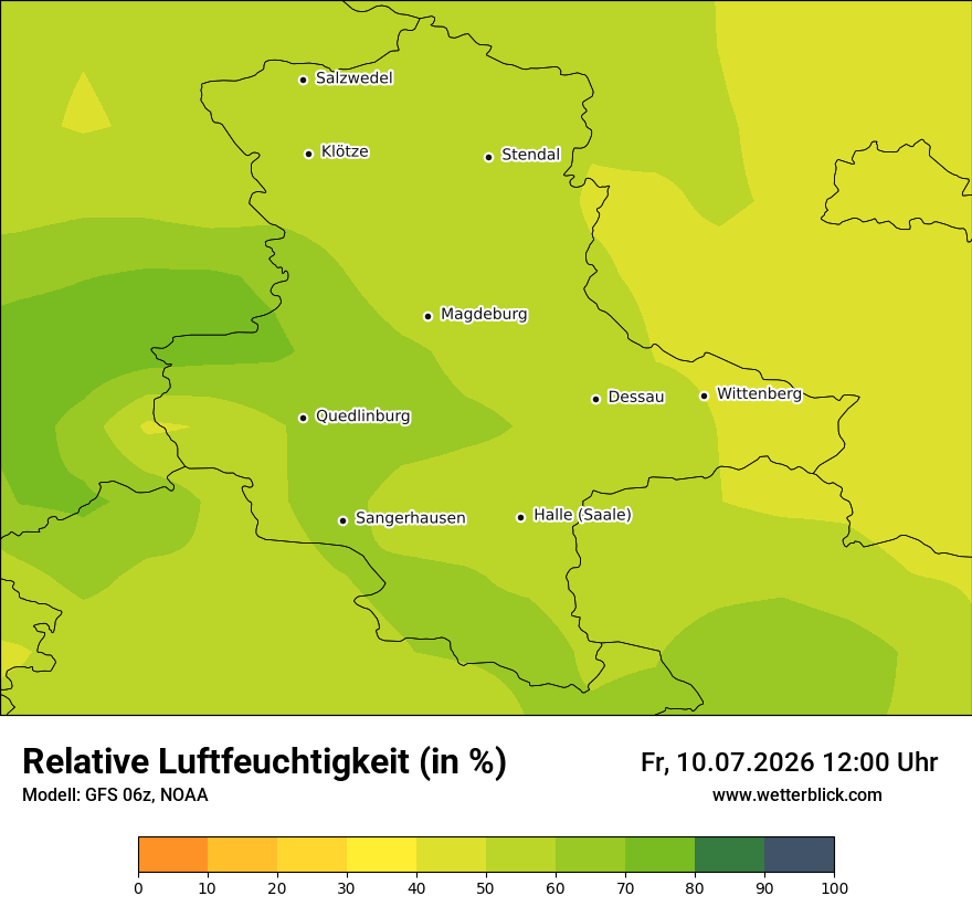 Modellkarte GFS – relhum – st