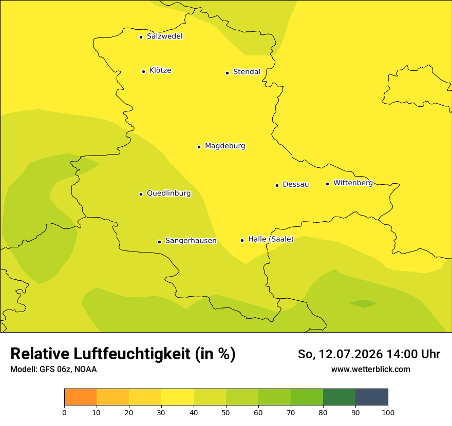 Modellkarte GFS – relhum – st