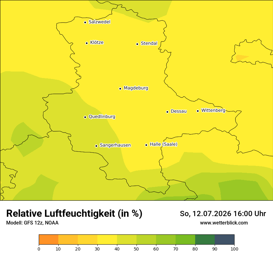 Modellkarte GFS – relhum – st