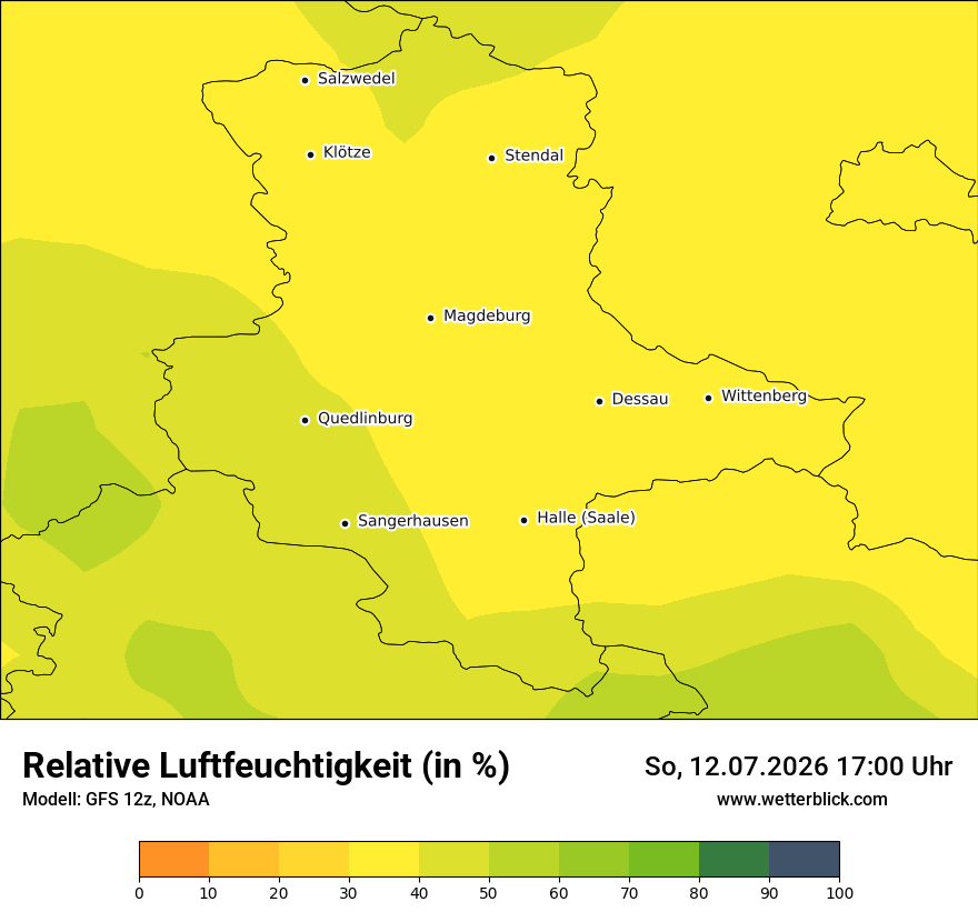 Modellkarte GFS – relhum – st