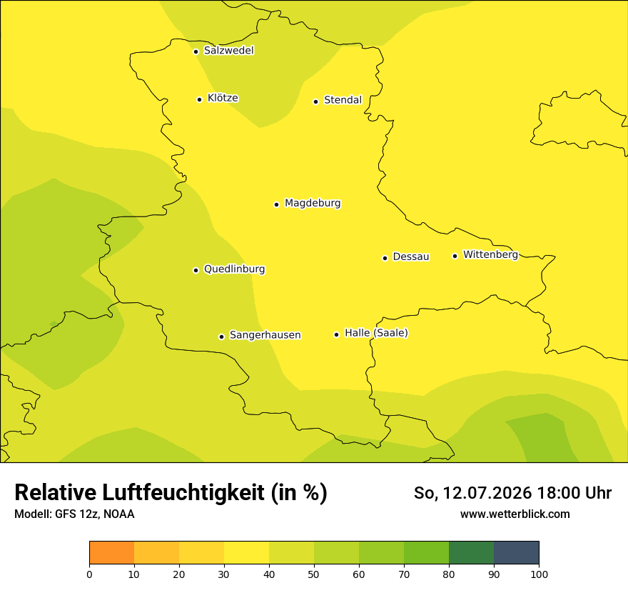 Modellkarte GFS – relhum – st